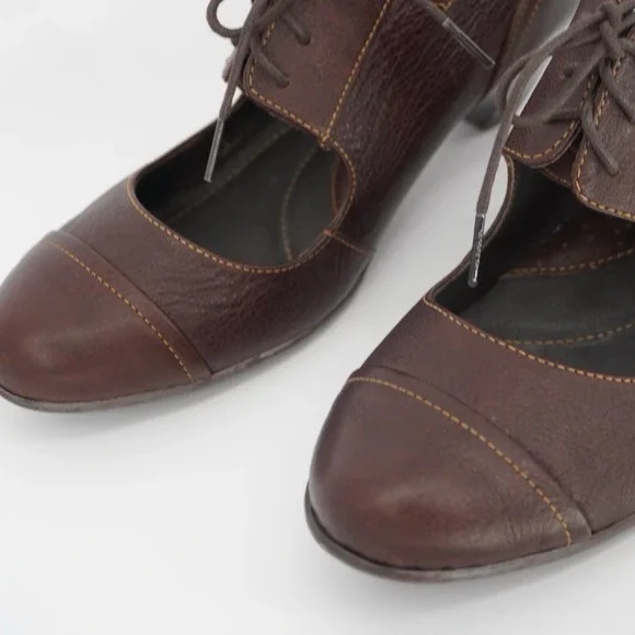 Born Mary Jane Oxford Heels Brown Lace Up Dark Academia Steampunk Lolita Size 10 - Picture 5 of 13